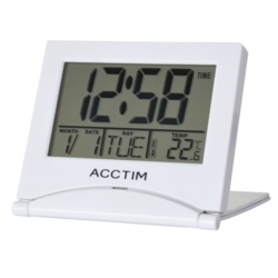 Acctim Mini Flip II Travel LCD Alarm Clock - White - STX-302447 