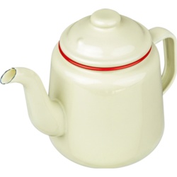 Nimbus Enamel Teapot - 14cm Cream With Red Trim - STX-308501 