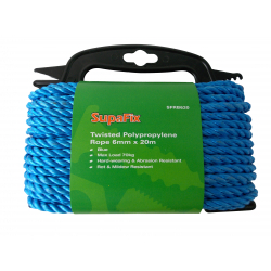 SupaFix Twisted Polypropylene Rope - 6mm x 20m Blue - STX-319716 