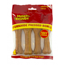 Munch & Crunch Porkhide Pressed Bones - 4 Pack - STX-321112 