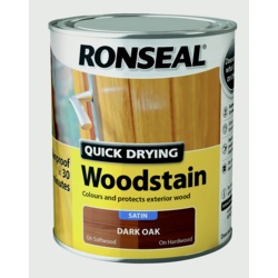 Ronseal Quick Drying Woodstain Satin 750ml - Dark Oak - STX-324384 