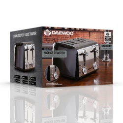 Daewoo Kingsbury Stainless Steel Dial Toaster - 4 Slice - STX-327148 