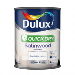 Dulux Quick Dry Satinwood 750ml - Pure Brilliant White - STX-330471 