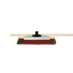 Bentley Brush with Scraper and Wooden Handle - 16" Natural Bassine and Red PVC - STX-331506 