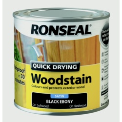 Ronseal Quick Drying Woodstain Satin 250ml - Black Ebony - STX-340514 