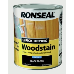 Ronseal Quick Drying Woodstain Satin 750ml - Black Ebony - STX-340515 
