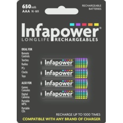 Infapower AAA 650mah Nimh Rechargeable Batteries - Pack 4 - STX-340910 