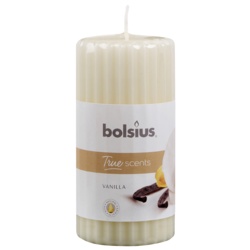 Bolsius Ribbed Pillar Candle - Vanilla - STX-343149 
