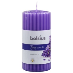 Bolsius Ribbed Pillar Candle - Lavender - STX-343151 