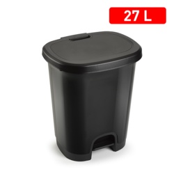 Plasticforte 27L Pedal Bin & Lid - Black - STX-344809 
