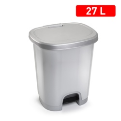 Plasticforte 27L Pedal Bin & Lid - Silver - STX-344810 