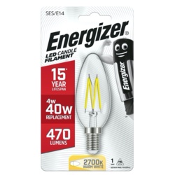 Energizer Filament LED Candle Bulb 470lm E14 Warm White SES - 4w - STX-348088 