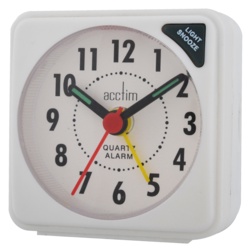 Acctim Ingot Mini Alarm Clock - White - STX-349644 