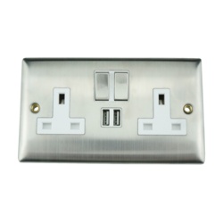 Lyvia 2 Gang Switched Socket 2 x 2.1a USB - Venetian With White Inserts - STX-355227 