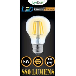 Lyveco ES Clear LED 8 Filament 880 Lumens GLS 2700K - 8 Watt - STX-355240 