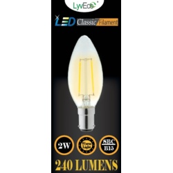 Lyveco SBC Clear LED 2 Filament 240 Lumens Candle 2700K - 2 Watt - STX-355251 