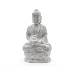 Kaemingk Buddha Tealight Holder With Glass - Grey - STX-357785 