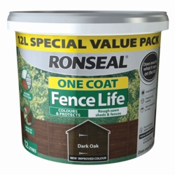 Ronseal One Coat Fence Life 12L - Tudor Black Oak - STX-358032 