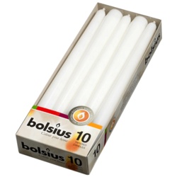 Bolsius Tapered Candles Pack 10 - White - STX-358544 