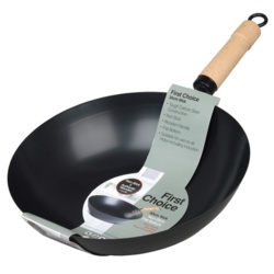 First Choice Non Stick Wok With Wooden Handle - 30cm - STX-359198 