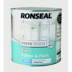 Ronseal Stays White 2in1 Primer & Paint - White Satin 2.5L - STX-359208 