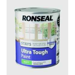 Ronseal Stays White Ultra Tough Paint - White Matt 750ml - STX-359222 