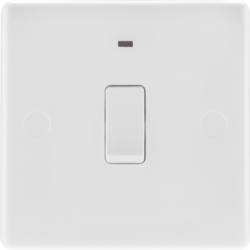 Nexus White Round Edge Double Pole Switch With LED - 20a - STX-362393 