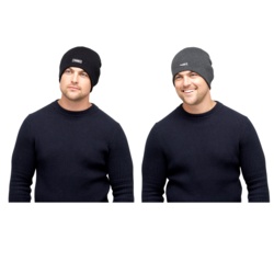 Heatguard Mens Thinsulate Beanie Hat (Without Turnup) - Black & Dark Grey - STX-366327 
