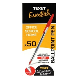 Texet Ball Point Pens Pack 50 - Red - STX-371012 