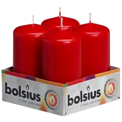 Bolsius Pillar Candles Tray 4 - Red 100/48mm - STX-373188 