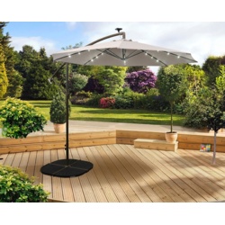 Pagoda Over Hang Parasol with LEDs - Beige 2.7m - STX-374036 
