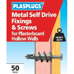 Plasplug Metal Self Drive Fixing & Screws - Pack 50 - STX-374629 