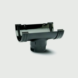 Polypipe Mini H/R Gutter Running Outlet 75mm - Black - STX-376409 