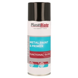 PlastiKote Metal Paint & Primer 400ml Spray - Black Gloss - STX-376458 