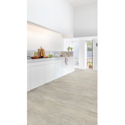 Quickstep Light Grey Travertine Tile 2.08m2 - 1300 x 320 x 4.5mm Plank Size - STX-377275 