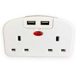 Lyvia European To UK 2 Gang Socket With 2 USB