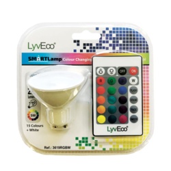 Lyveco Remote Controlled Colour Changing GU10 Lamp - 5w - STX-378019 