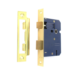 Securit 3 Lever Sash Lock Brass Plated with 2 Keys - 75mm - STX-421196 