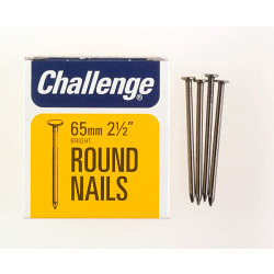 Challenge Round Wire Nails - Bright Steel (Box Pack) - 65mm - STX-430185 