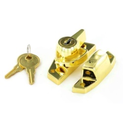 Securit Locking Sash Fastener Brassed - 65mm - STX-443689 