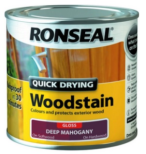 Ronseal Quick Drying Woodstain Gloss 250ml - Deep Mahogany - STX-464725 