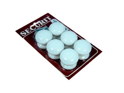 Securit Ceramic Knobs White (6) - 35mm - STX-487331 