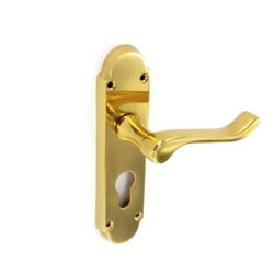 Securit Richmond Brass Euro Lock Handles (Pair) - 170mm - STX-508640 