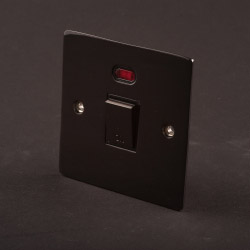 Dencon Black Nickel Flatplate 20A Double Pole Switch With Neon - black insert - STX-514899 