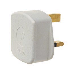 Dencon 13A, 3 Pin Rubber Plug White to BS1363/A - Pre-Packed - STX-523996 