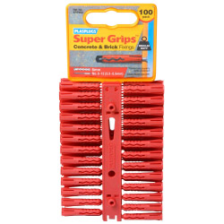 Plasplugs Red Supergrip Fixings - 100 Pack - STX-558643 