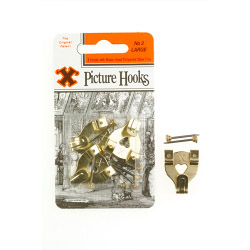 X Original Patent Steel Picture Hooks - Brass Plated (Blister Pack) - No.3 - STX-582950 