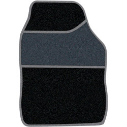 Streetwize Velour Carpet Mat Sets with Coloured Binding - 4 Piece - Black/Grey - STX-650153 