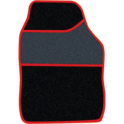 Streetwize Velour Carpet Mat Sets with Coloured Binding - 4 Piece - Black/Red - STX-650226 