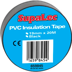 SupaLec PVC Insulation Tapes - Black 20m Pack 10 - STX-659845 